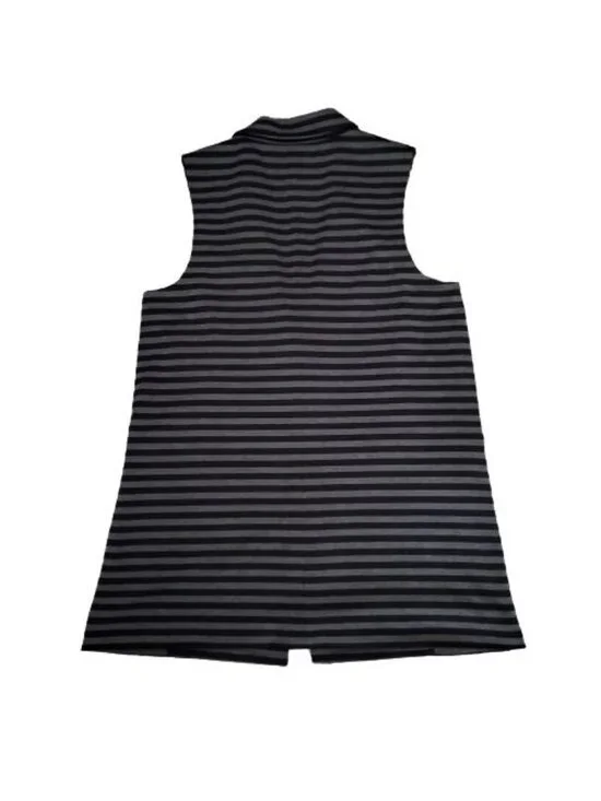 The Limited Women's Navy Blue/Gray Striped Open Front Long Vest Cardigan Sz XL - Picture 4 of 14